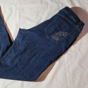 Chico's jeans sz 2 sz 12 Sorvino straight leg embellished EUC